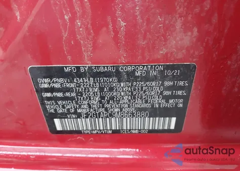 2021 Subaru Crosstrek Premium from USA, damaged, VIN JF2GTAPC9M8663880